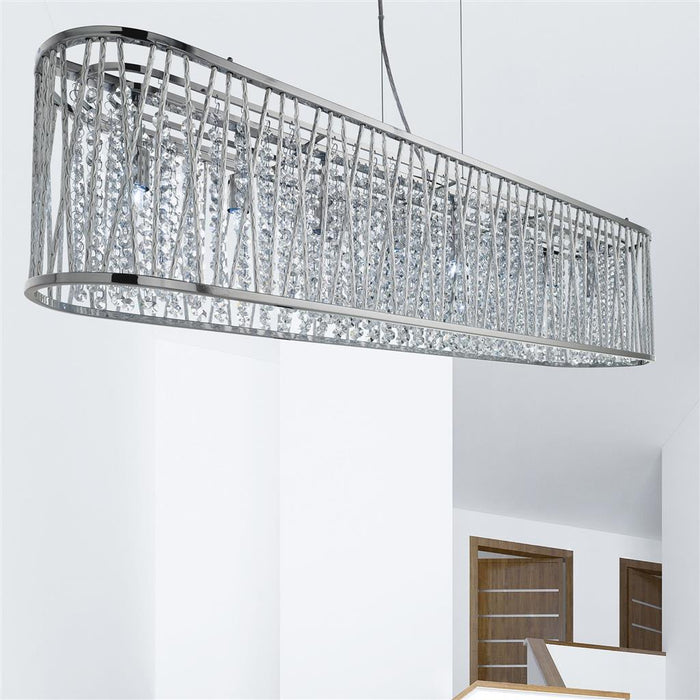 Searchlight  9448-8CC Elise 8Lt Bar Pendant - Chrome Metal & Clear Crystal