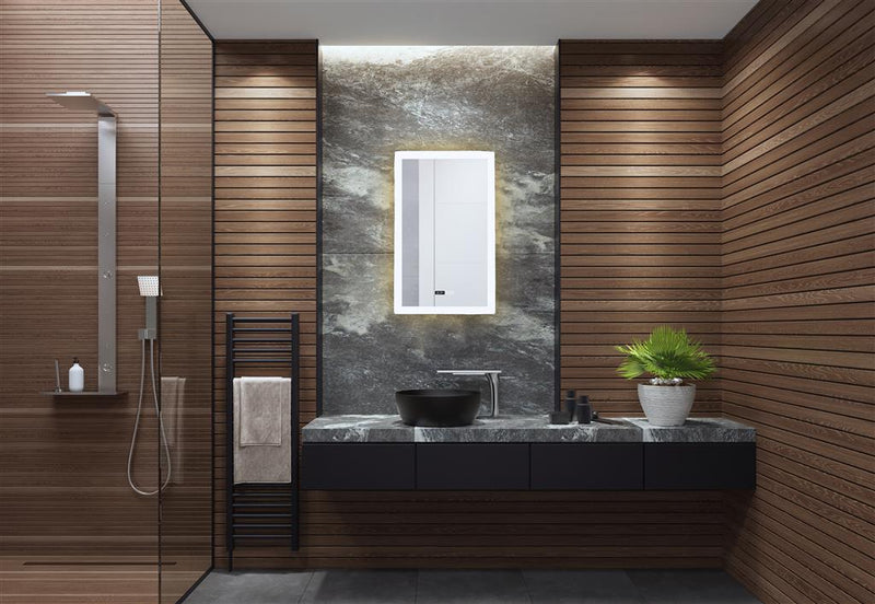 Searchlight  94721 Rectangle Bathroom Mirror-Digital Clock,Demister Pad