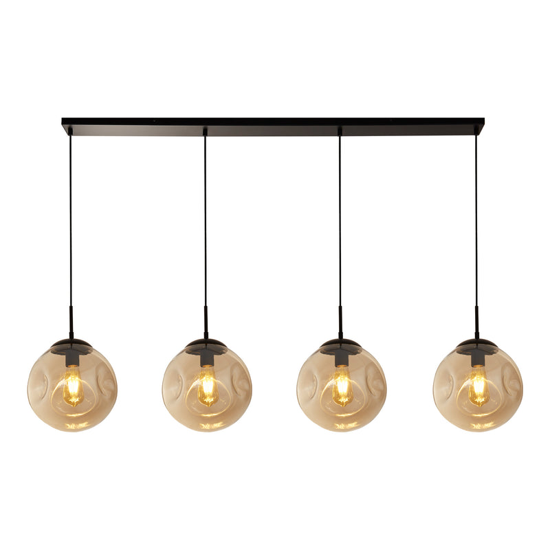 Searchlight  22123-4BK Punch 4Lt Bar Pendant- Black Metal & Champagne Punched Glass
