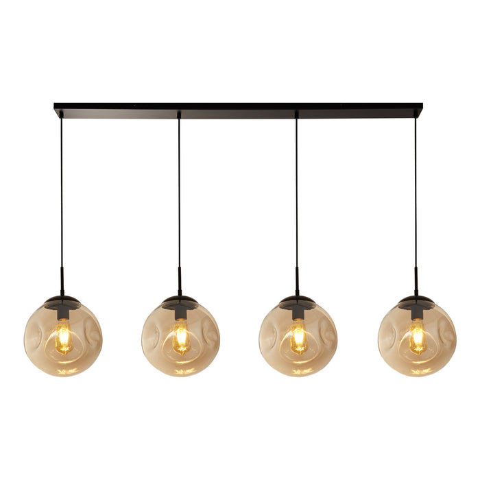 Searchlight  22123-4BK Punch 4Lt Bar Pendant- Black Metal & Champagne Punched Glass