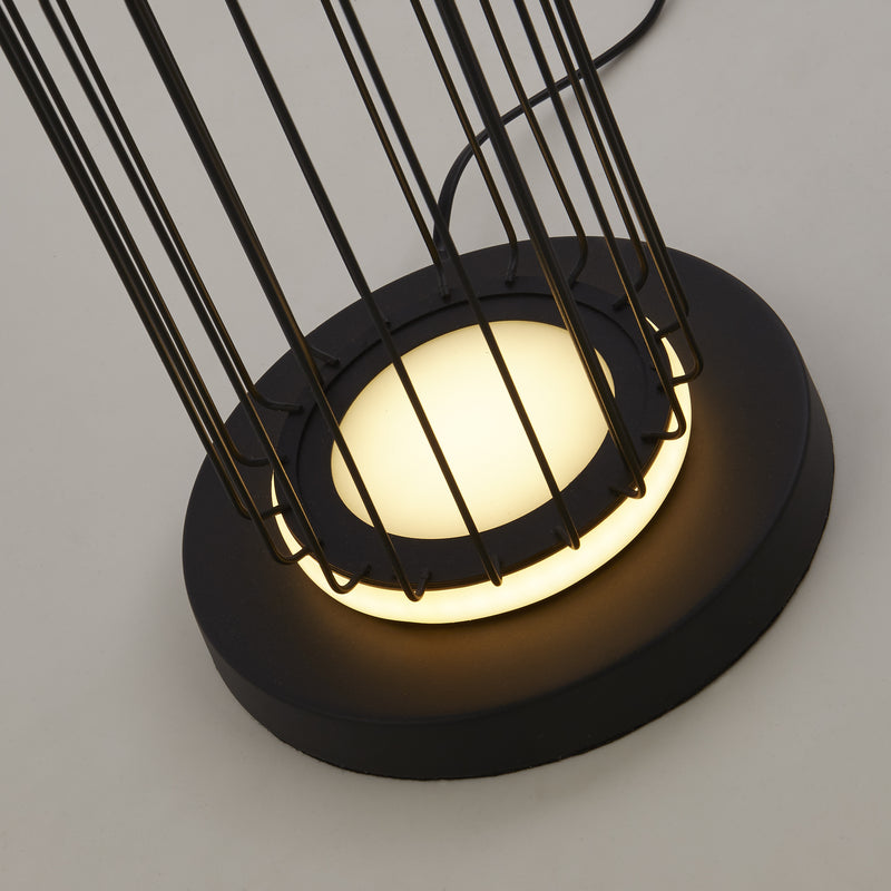 Searchlight  54211-1BK Circolo Cage Floor Lamp - Black Metal & White Silicon