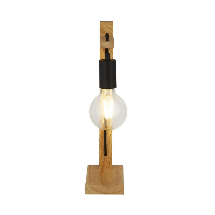 Searchlight  95041-1BR Woody  Table Lamp  - Natural Wood & Black Metal