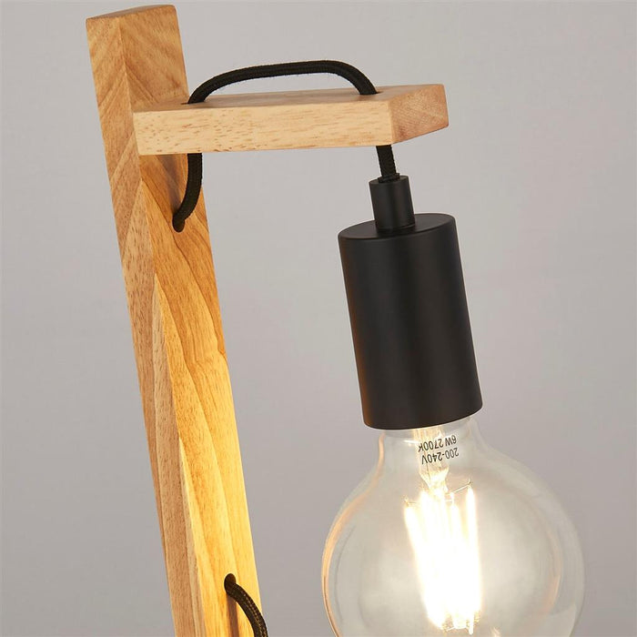 Searchlight  95041-1BR Woody  Table Lamp  - Natural Wood & Black Metal