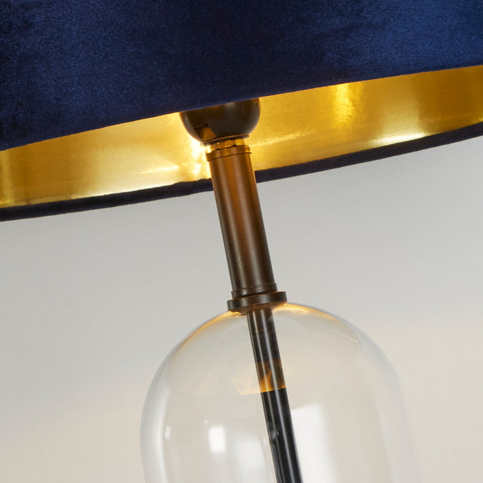 Searchlight  81711AZ Oxford Table Lamp- Glass, Black Metal, Marble & Navy Velvet