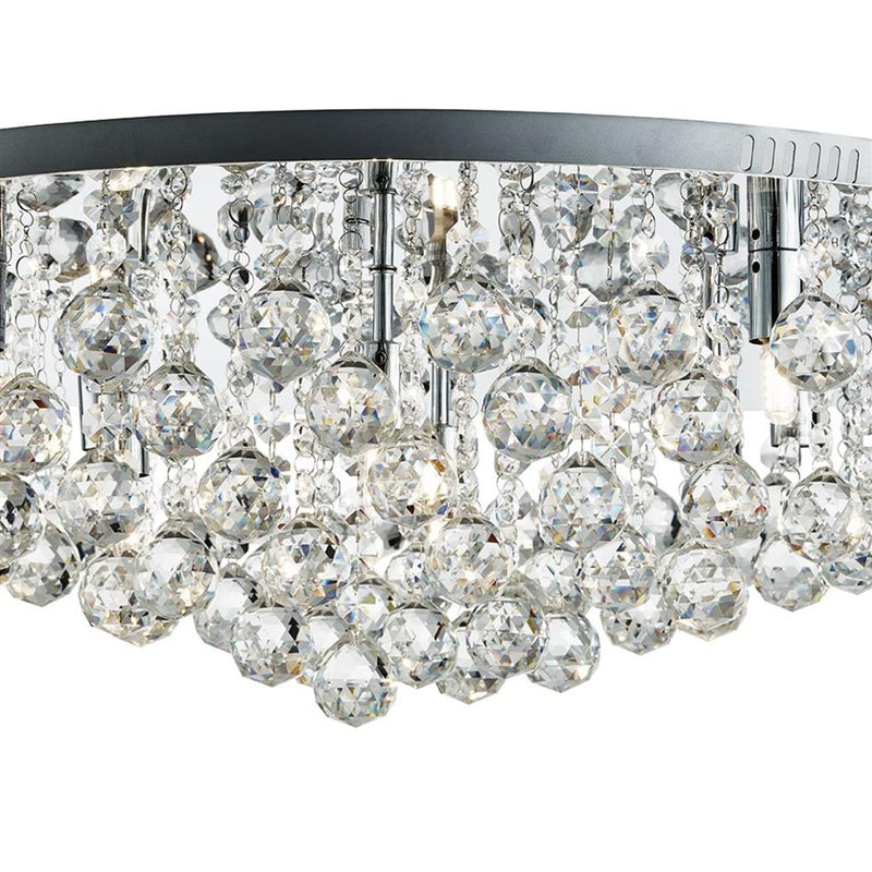 Searchlight  9598-8CC Hanna 8Lt Flush  - Chrome Metal & Clear Crystal