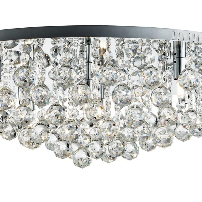 Searchlight  9598-8CC Hanna 8Lt Flush  - Chrome Metal & Clear Crystal