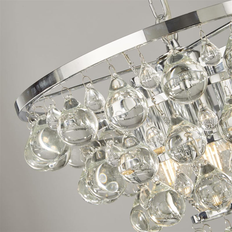 Searchlight  9634-4CC Michelle 4Lt Pendant -  Chrome with Rain Drop Glass