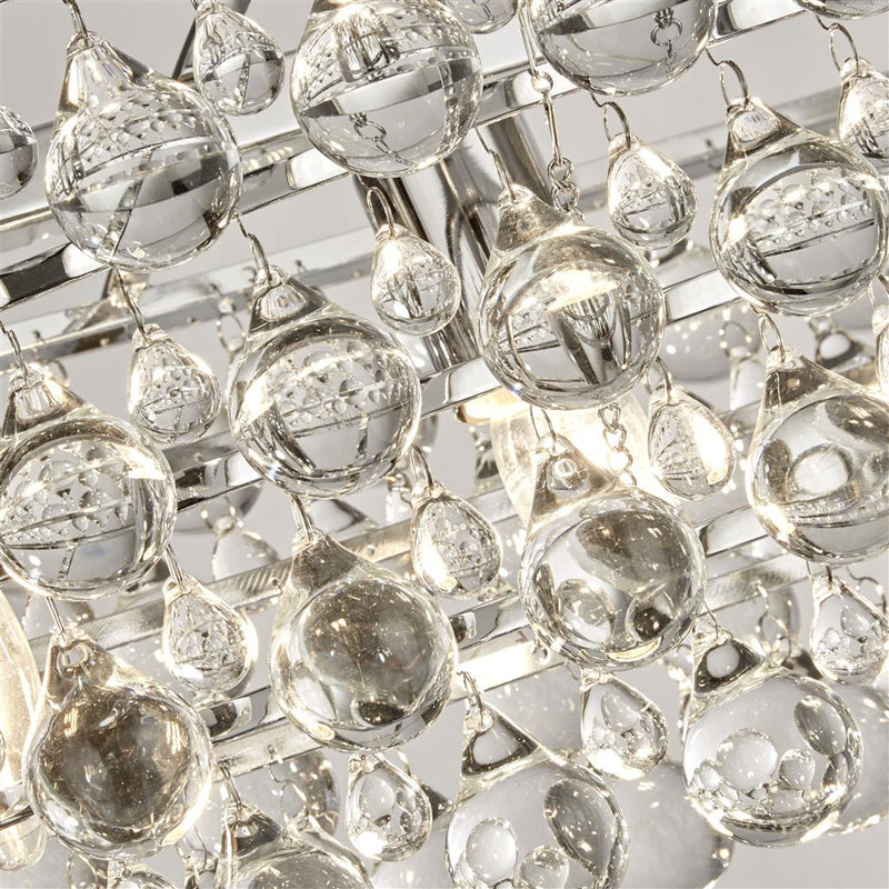 Searchlight  9635-5CC Michelle 5Lt Pendant - Chrome Metal & Rain Drop Glass