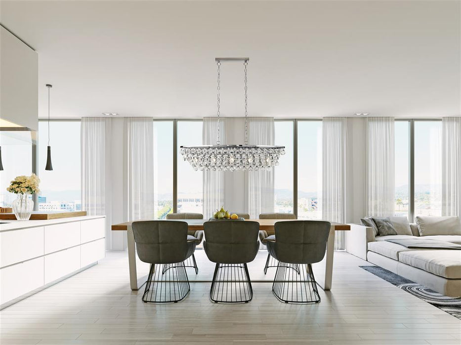 Searchlight  9635-5CC Michelle 5Lt Pendant - Chrome Metal & Rain Drop Glass