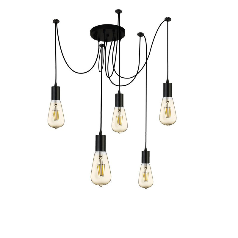 Searchlight  9665-5BK Squiggle 5Lt Pendant - Black Metal & Cables