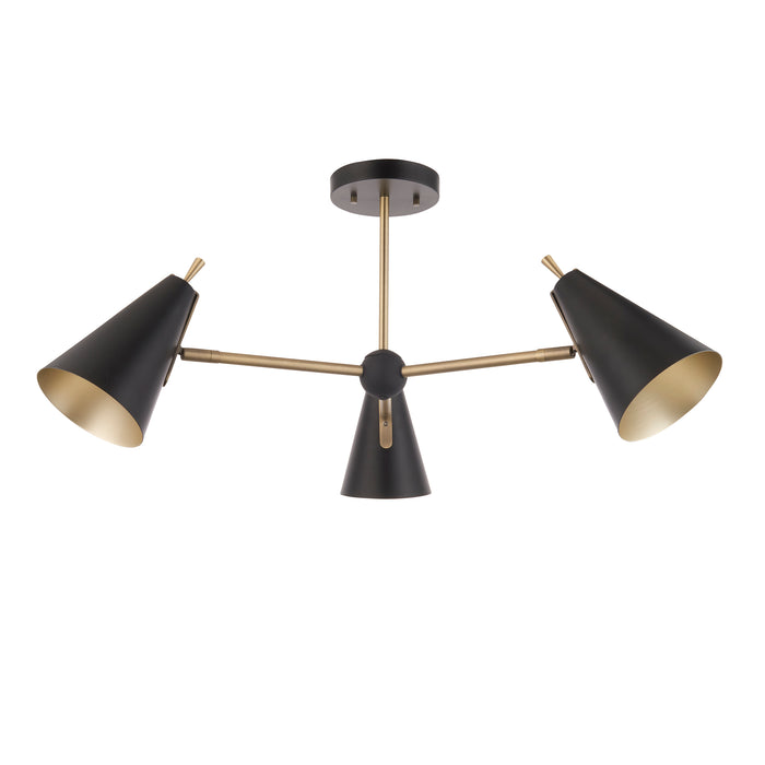 Endon 96746 Everett 3Lt Semi Flush - Black