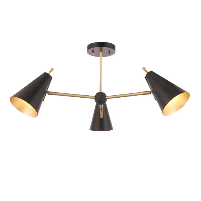 Endon 96746 Everett 3Lt Semi Flush - Black