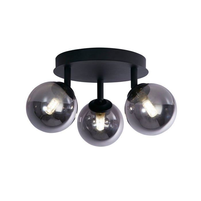Searchlight  96913-3BK Crosby 3Lt Semi-Flush - Black Metal & Smoked Glass