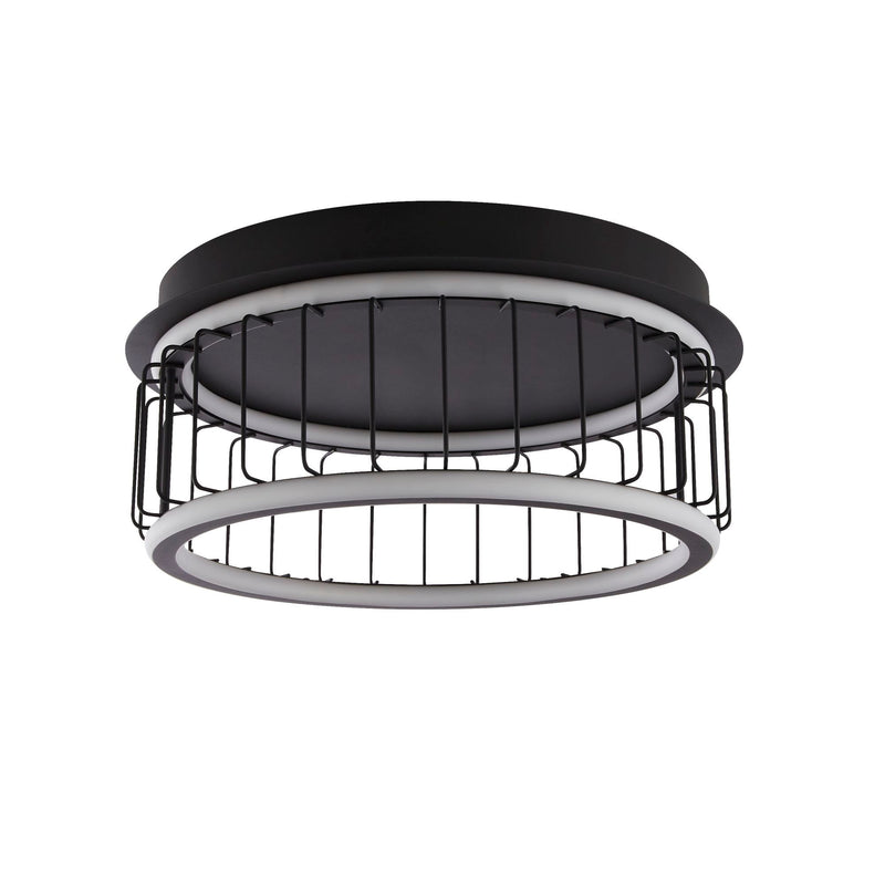 Searchlight  54215-1BK Circolo Cage Flush - Black Metal & White Silicon