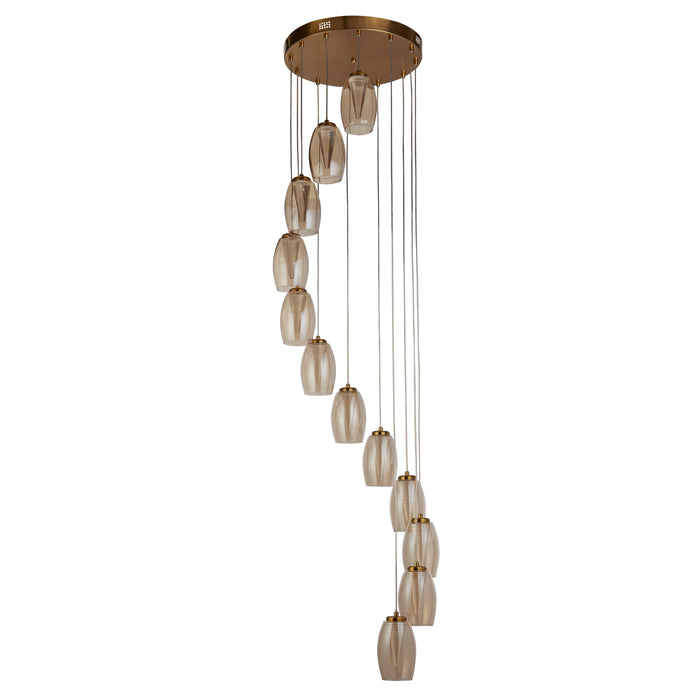Searchlight  97291-12CP Cyclone 12Lt Pendant - Bronze Metal & Champagne Glass