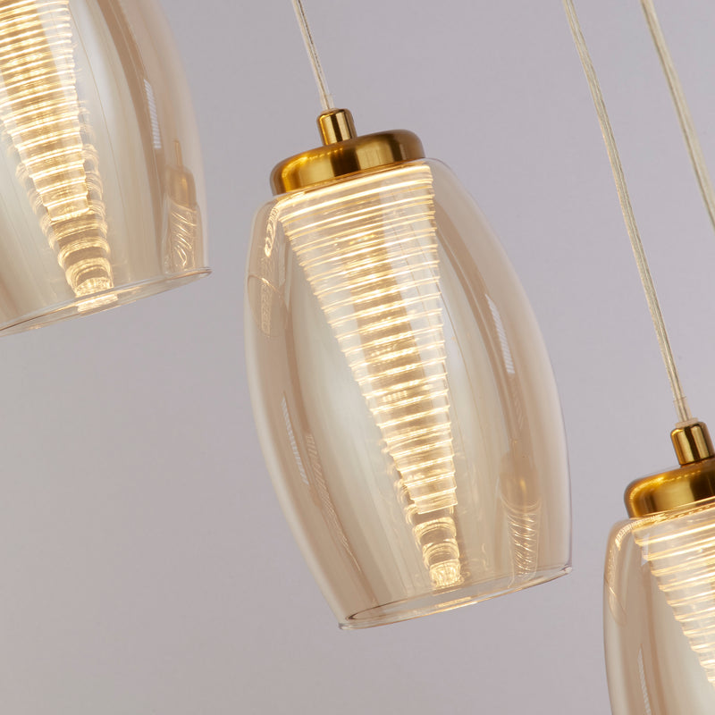 Searchlight  97291-12CP Cyclone 12Lt Pendant - Bronze Metal & Champagne Glass