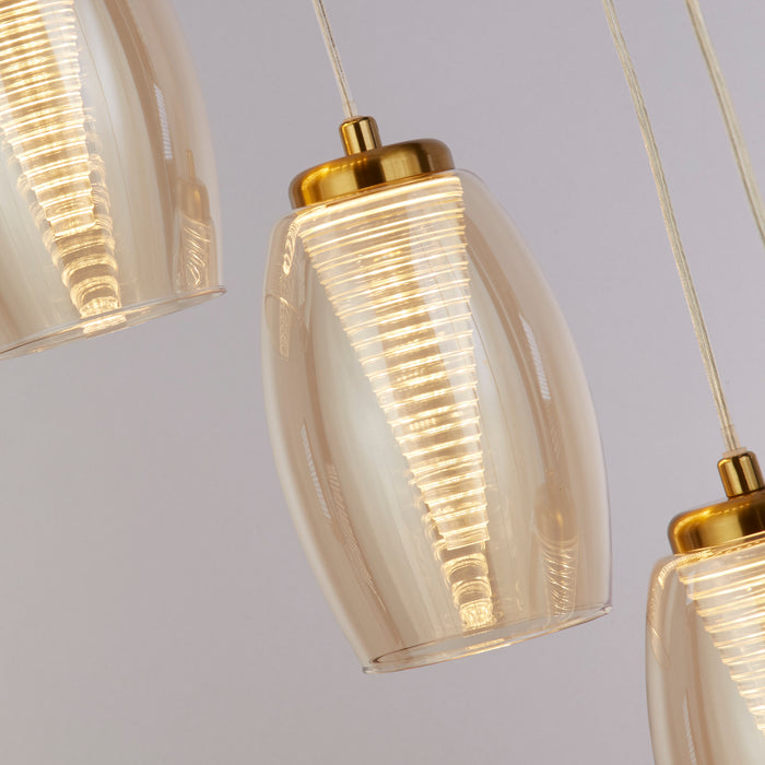 Searchlight  97291-12CP Cyclone 12Lt Pendant - Bronze Metal & Champagne Glass