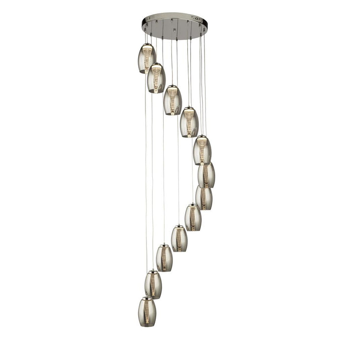 Searchlight  97291-12SM Cyclone 12Lt Multi-Drop Pendant- Chrome Metal & Smoked Glass