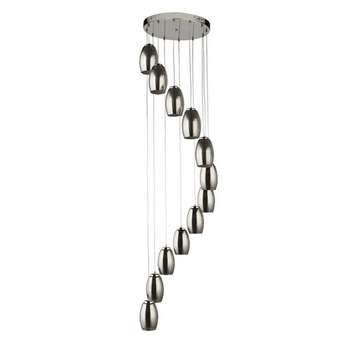 Searchlight  97291-12SM Cyclone 12Lt Multi-Drop Pendant- Chrome Metal & Smoked Glass