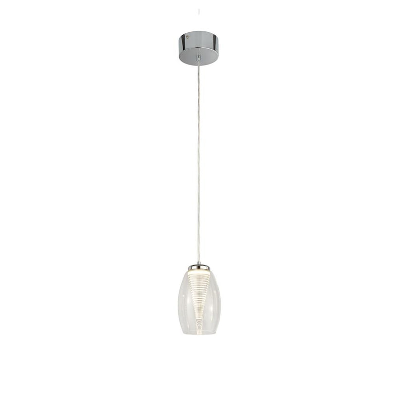 Searchlight  97291-1CL Cyclone Pendant  - Chrome Metal & Glass