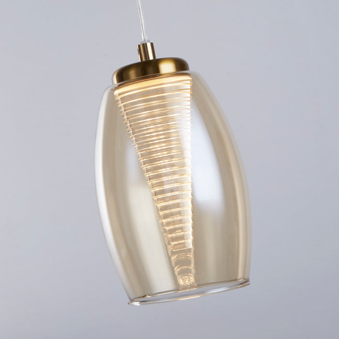 Searchlight  97291-1CP Cyclone Pendant - Bronze Metal & Champagne Glass