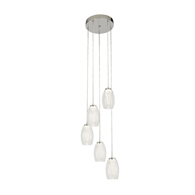 Searchlight  97291-5CL Cyclone 5Lt Multi-Drop Pendant - Chrome Metal & Glass