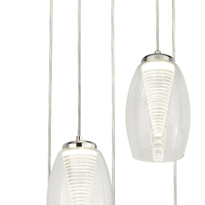 Searchlight  97291-5CL Cyclone 5Lt Multi-Drop Pendant - Chrome Metal & Glass