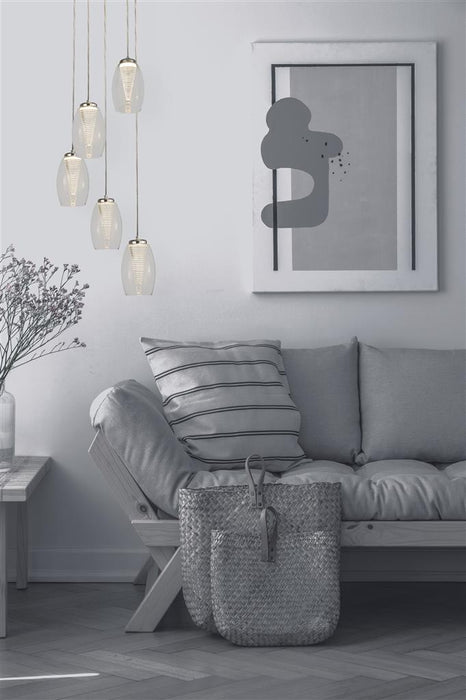 Searchlight  97291-5CL Cyclone 5Lt Multi-Drop Pendant - Chrome Metal & Glass