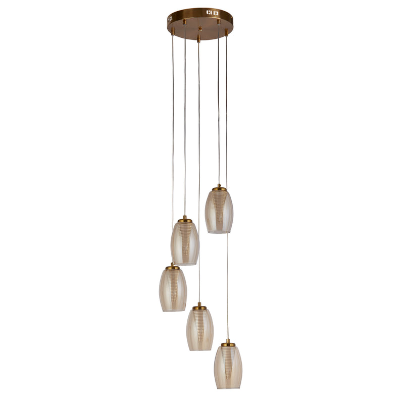 Searchlight  97291-5CP Cyclone 5Lt Pendant - Bronze Metal & Champagne Glass