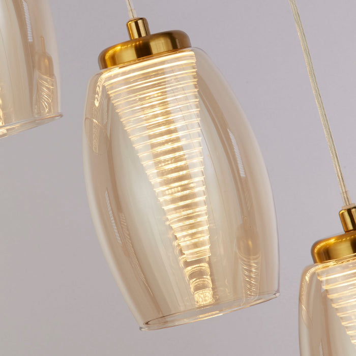 Searchlight  97291-5CP Cyclone 5Lt Pendant - Bronze Metal & Champagne Glass