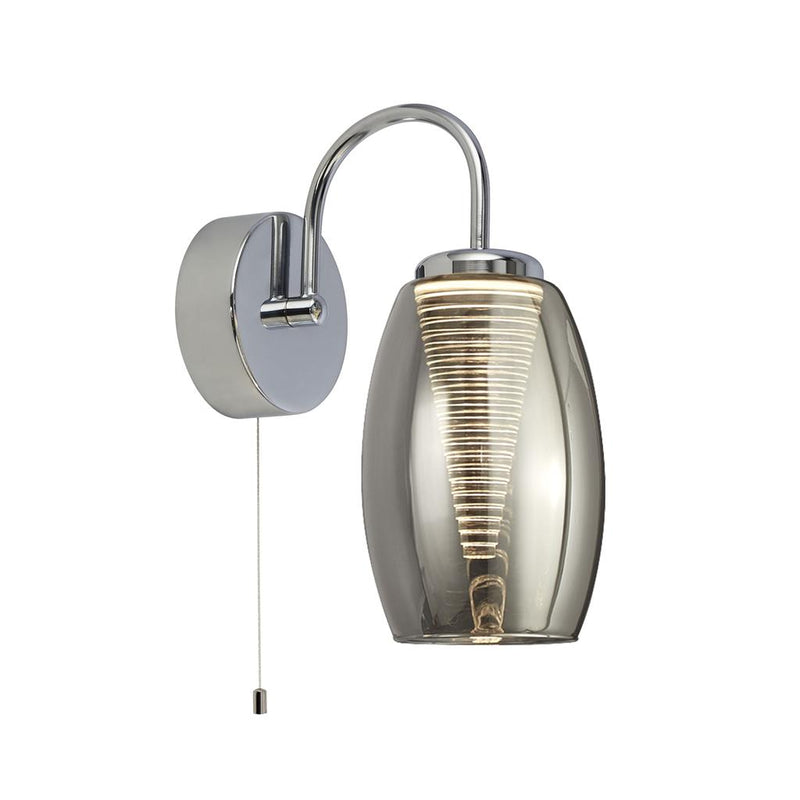 Searchlight  97292-1SM Cyclone Wall Light  - Chrome Metal & Smoked Glass