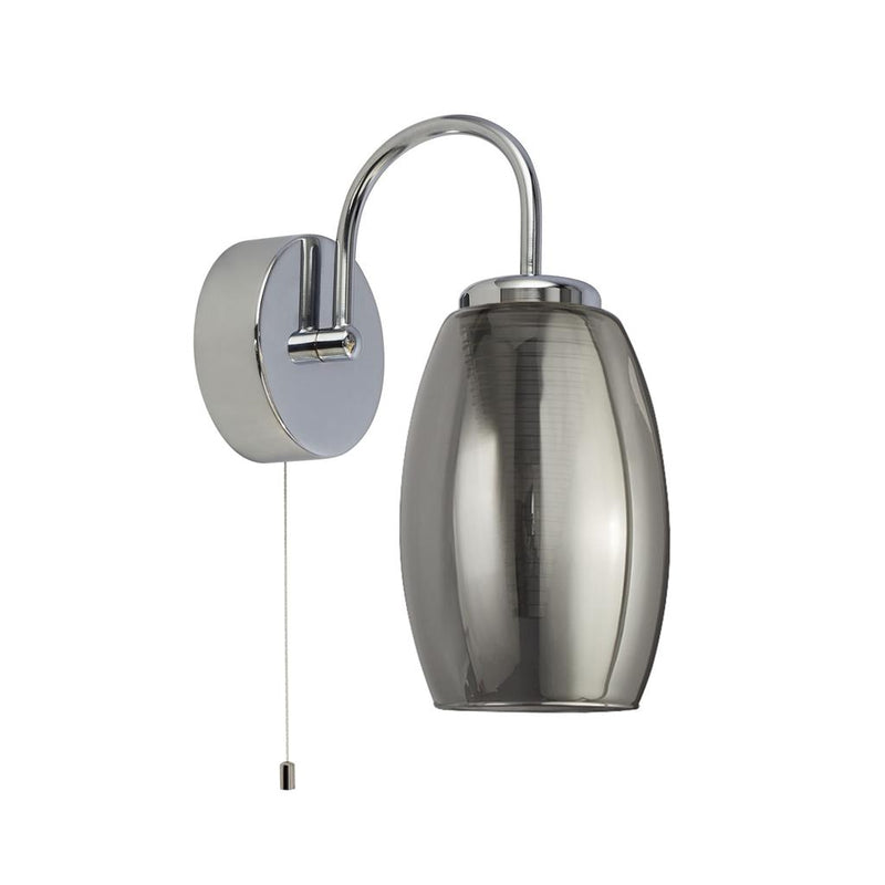 Searchlight  97292-1SM Cyclone Wall Light  - Chrome Metal & Smoked Glass