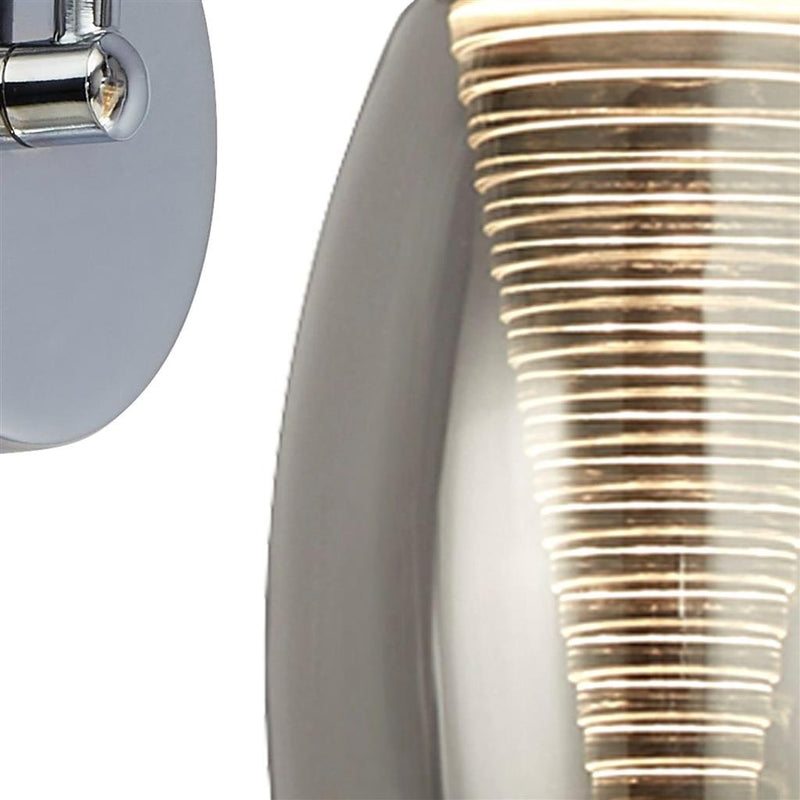 Searchlight  97292-1SM Cyclone Wall Light  - Chrome Metal & Smoked Glass