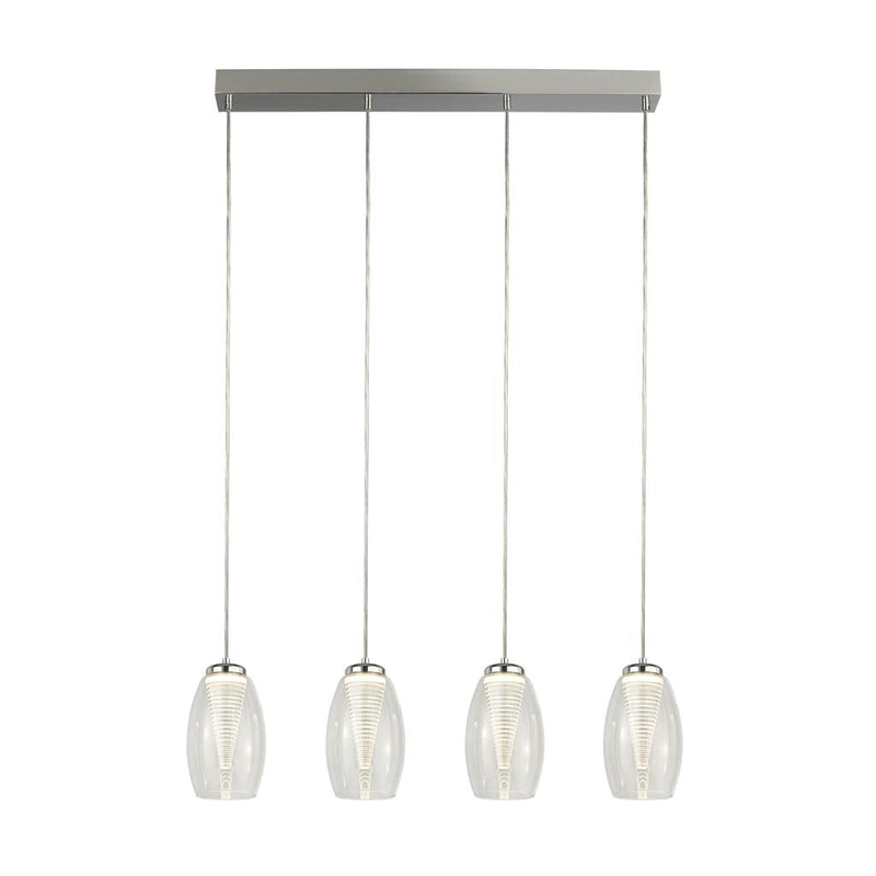 Searchlight  97292-4CL Cyclone 4Lt Bar Pendant - Chrome & Clear Glass