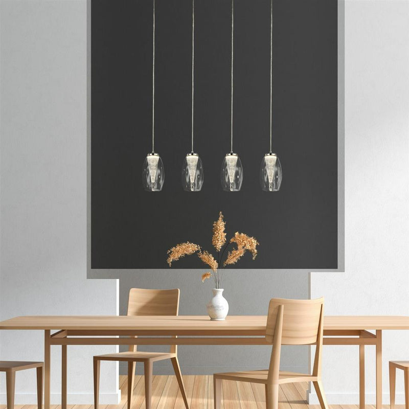 Searchlight  97292-4CL Cyclone 4Lt Bar Pendant - Chrome & Clear Glass