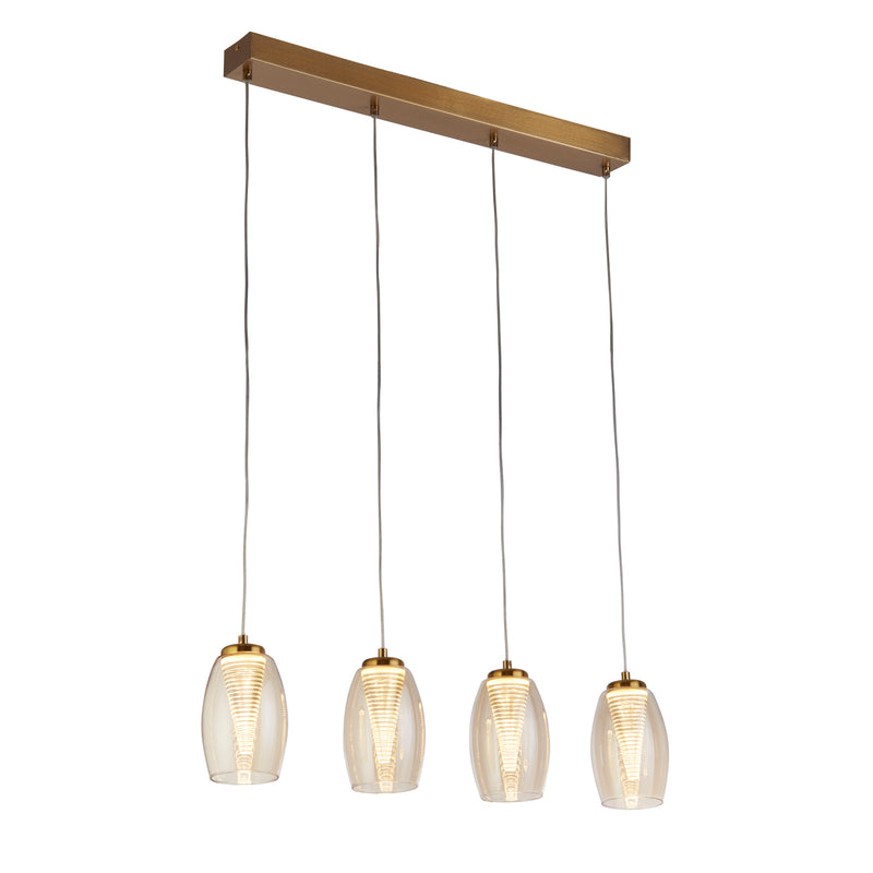 Searchlight  97292-4CP Cyclone 4Lt Bar Pendant - Bronze Metal & Champagne Glass