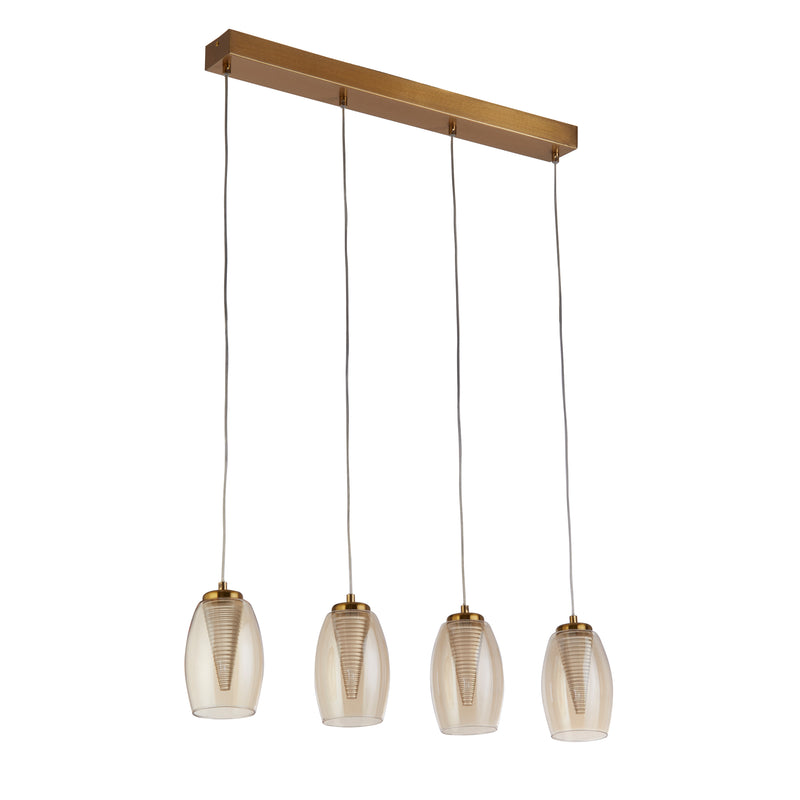 Searchlight  97292-4CP Cyclone 4Lt Bar Pendant - Bronze Metal & Champagne Glass