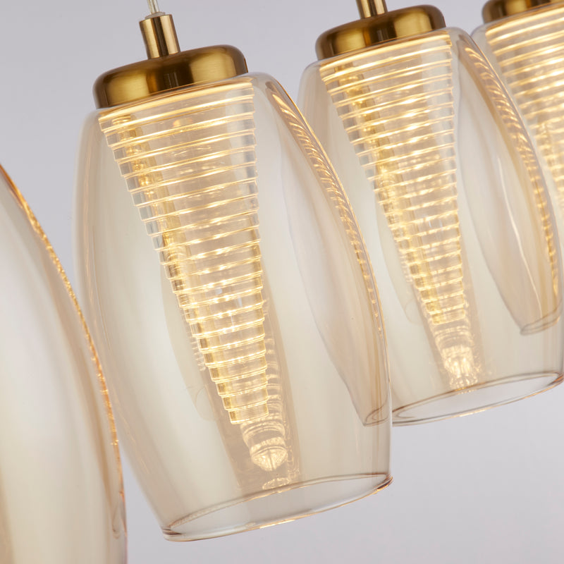 Searchlight  97292-4CP Cyclone 4Lt Bar Pendant - Bronze Metal & Champagne Glass