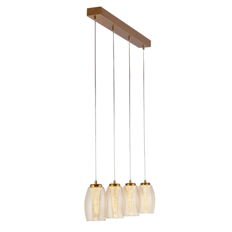 Searchlight  97292-4CP Cyclone 4Lt Bar Pendant - Bronze Metal & Champagne Glass