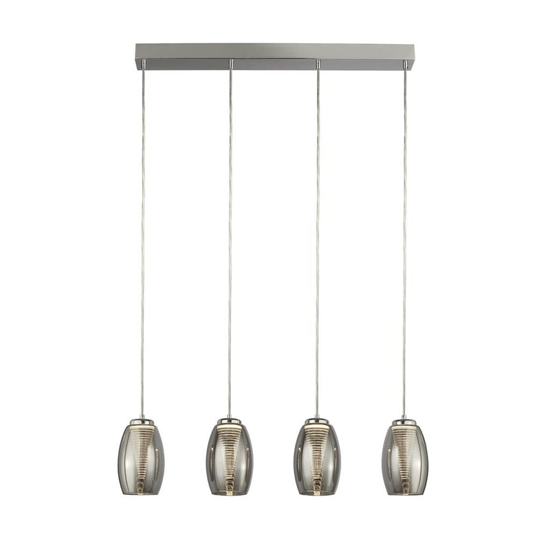 Searchlight  97292-4SM Cyclone 4Lt Bar Pendant - Chrome Metal & Smoked Glass