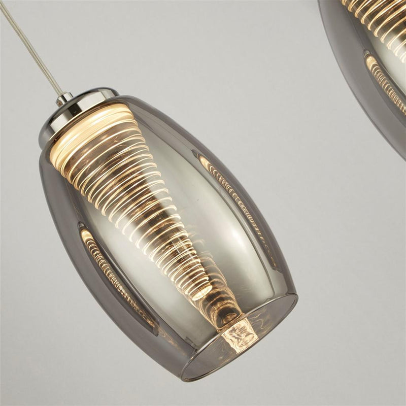 Searchlight  97292-4SM Cyclone 4Lt Bar Pendant - Chrome Metal & Smoked Glass