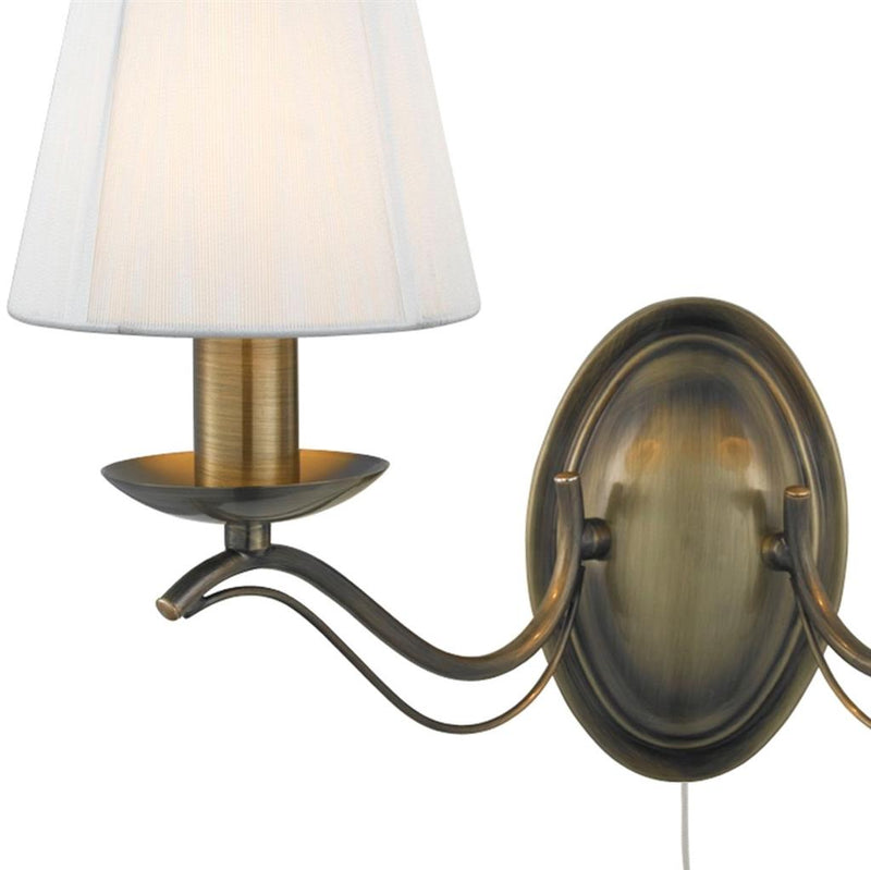 Searchlight  9822-2AB Andretti 2Lt Wall Light-Antique Brass & Ivory String Fabric