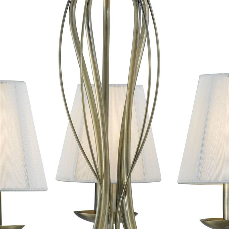 Searchlight  9825-5AB Andretti 5Lt Pendant-Antique Brass & Ivory String Fabric