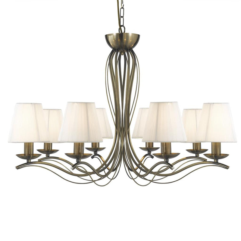 Searchlight  9828-8AB Andretti 8Lt Pendant - Antique Brass & Ivory String Fabric