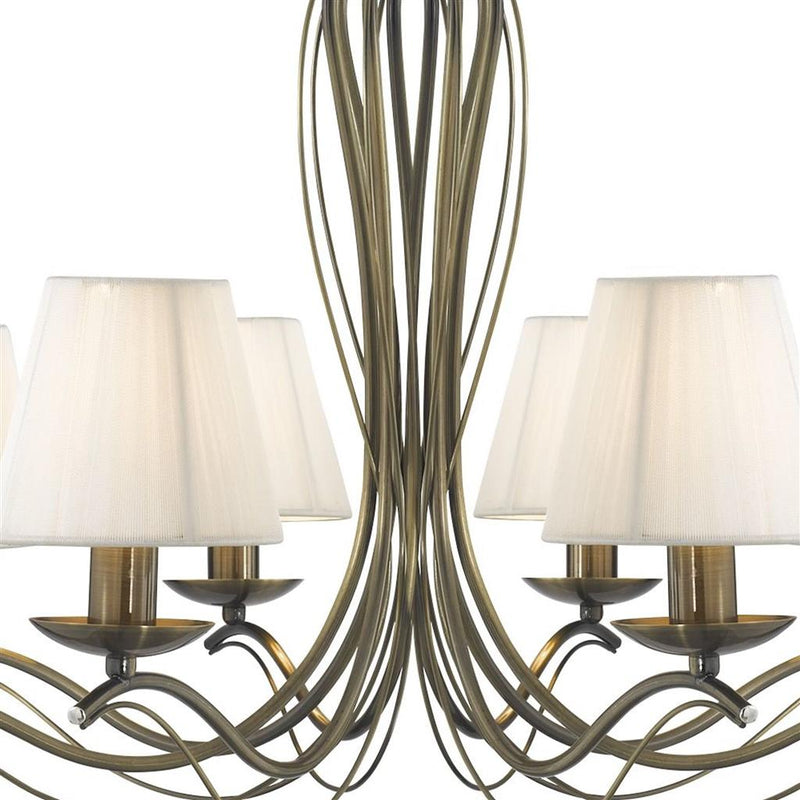 Searchlight  9828-8AB Andretti 8Lt Pendant - Antique Brass & Ivory String Fabric