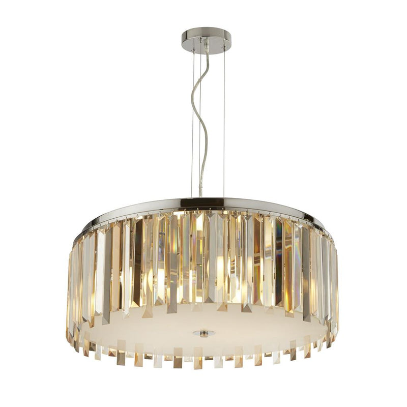 Searchlight  9835-5CC Clarissa 5Lt Drum Pendant Convertible To Semi-Flush - Glass
