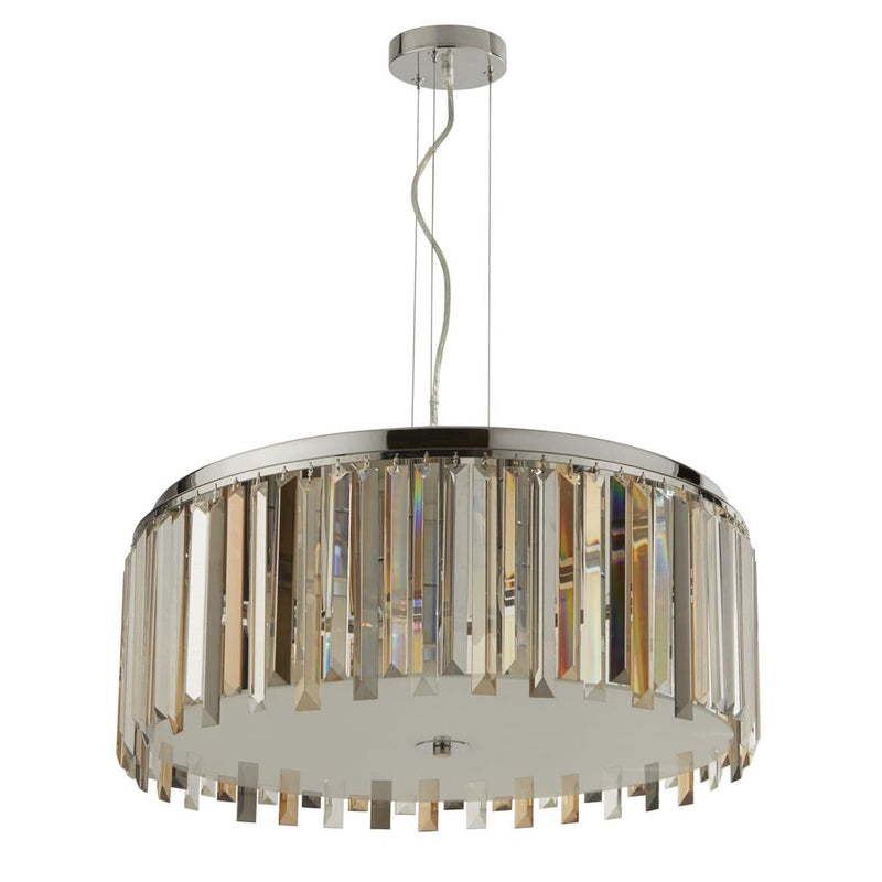 Searchlight  9835-5CC Clarissa 5Lt Drum Pendant Convertible To Semi-Flush - Glass