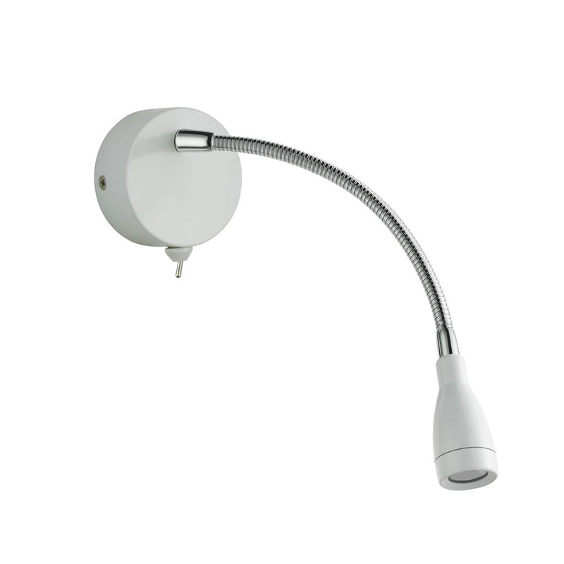 Searchlight  9917WH Flexy LED Adjustable Wall Light -Chrome & White Metal