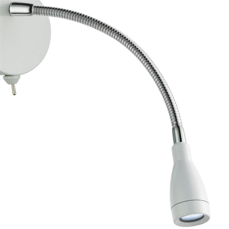 Searchlight  9917WH Flexy LED Adjustable Wall Light -Chrome & White Metal