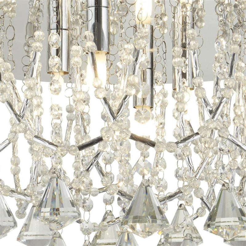 Searchlight  9986-6CC Mela 6Lt Flush -  Chrome & Clear Crystal Pyramid Drops